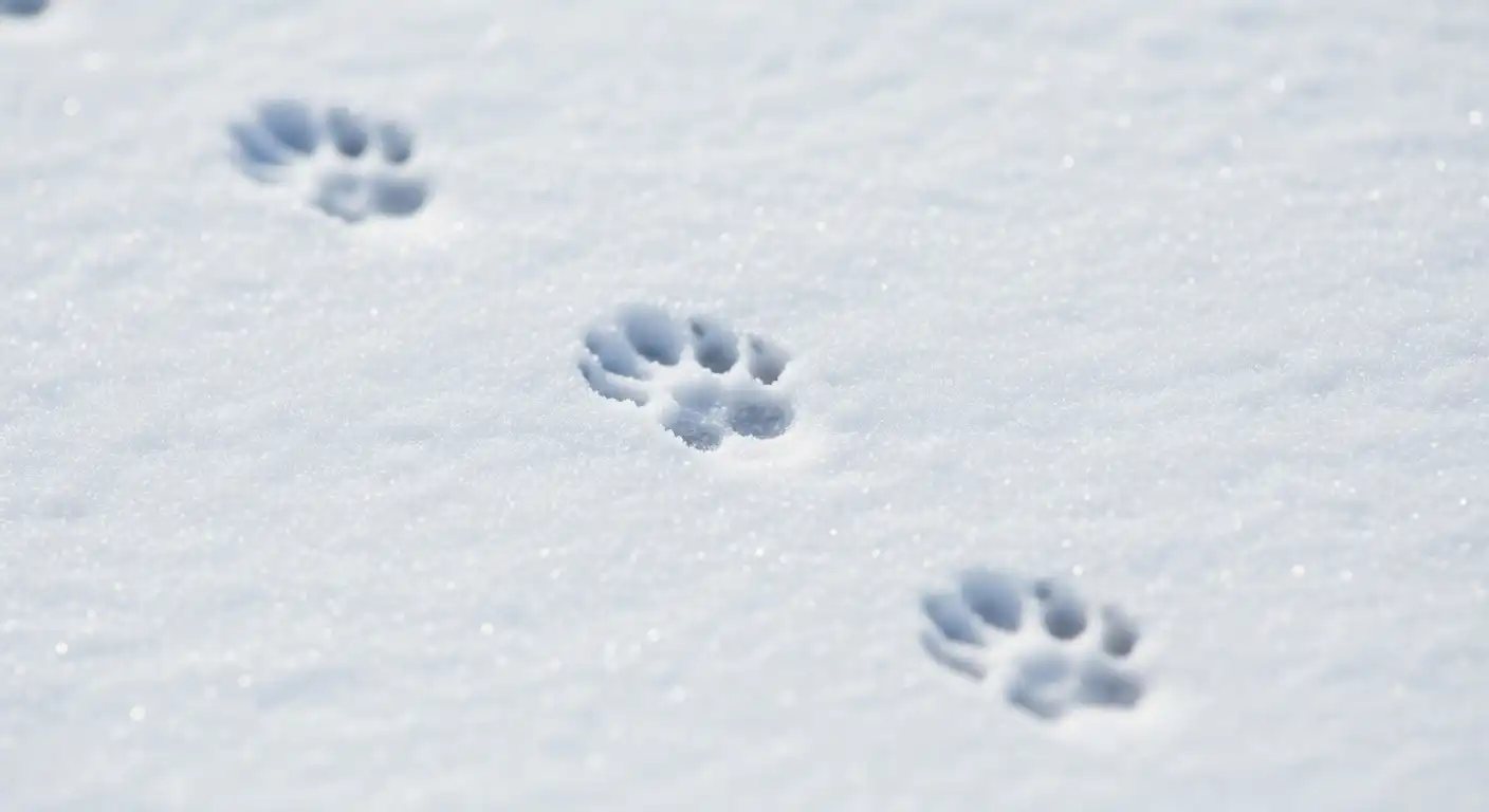 雪の上のイタチの足跡